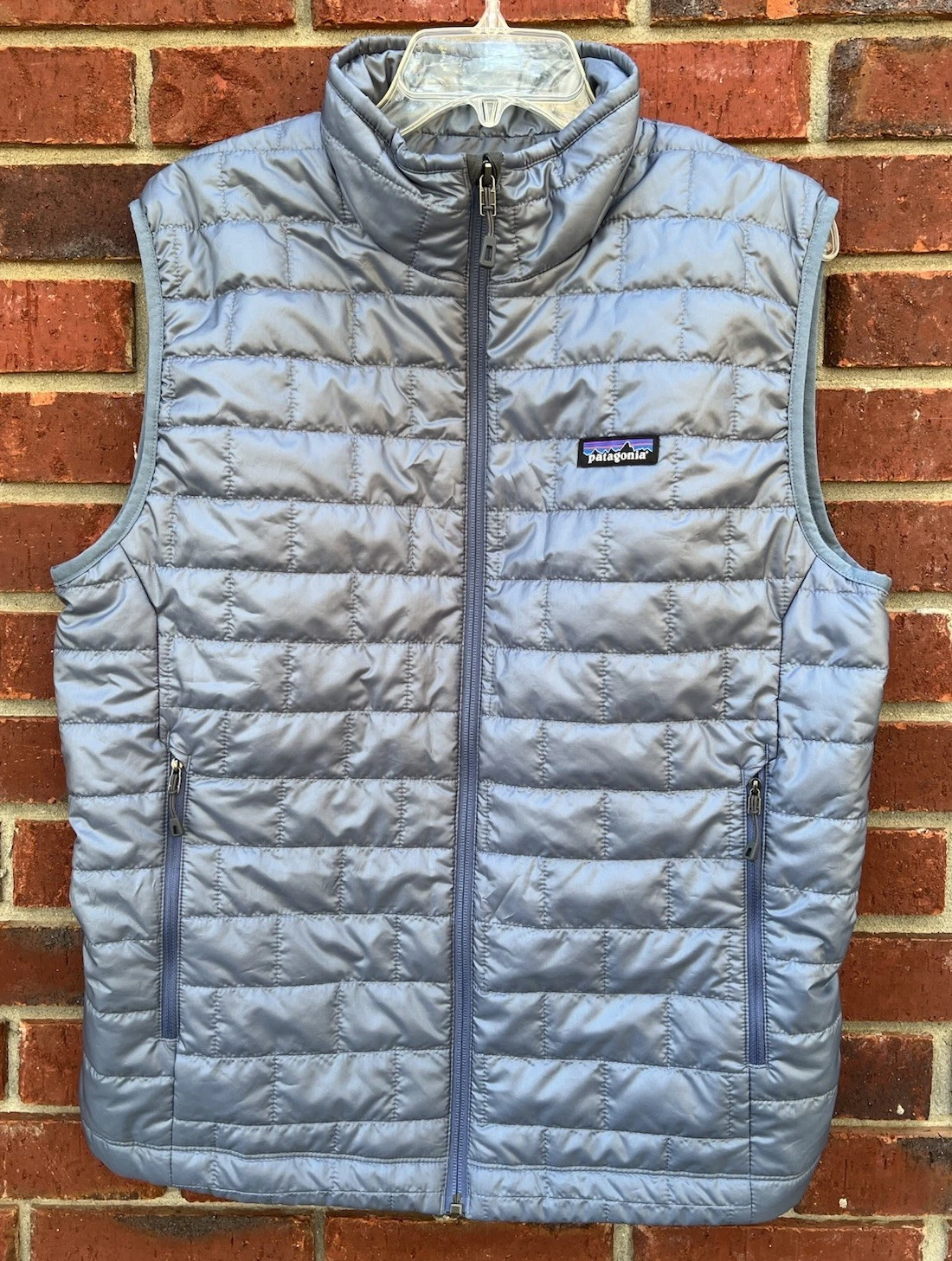 NWT $189 MnsPatagonia Nano Puff Insulated Packable Vest M Zip Solid Blue Pockets