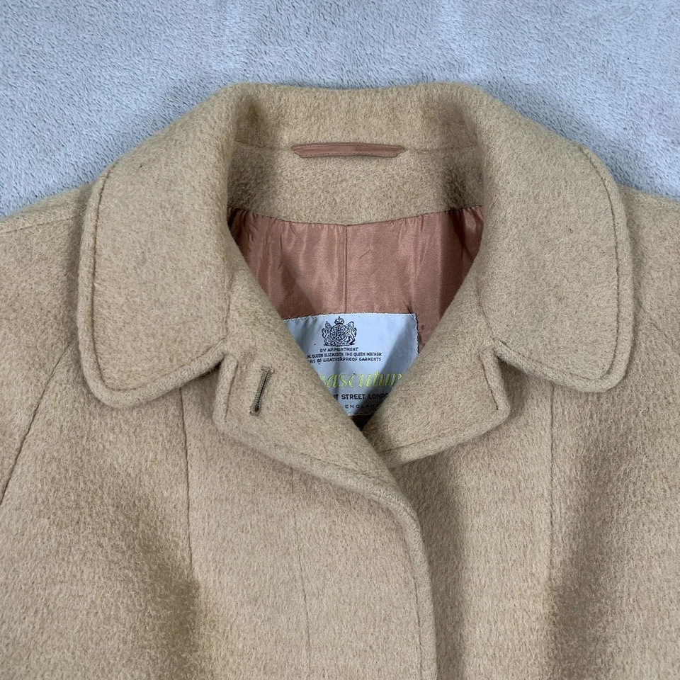 Aquascutum Coat Womens UK 12 Beige Camel Hair Fur Wool Overcoat A Line Long Mac - Image 2 of 4