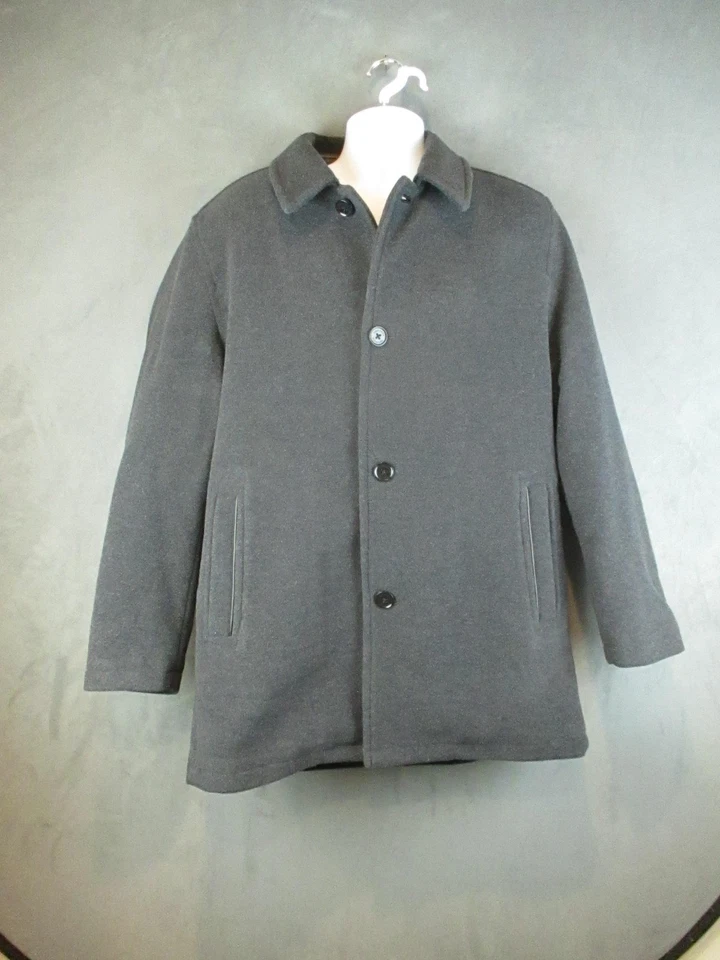 Cole Haan Signature Coat Mens Large Gray Wool Blend Quilted Liner Classic Button - Image 2 of 4