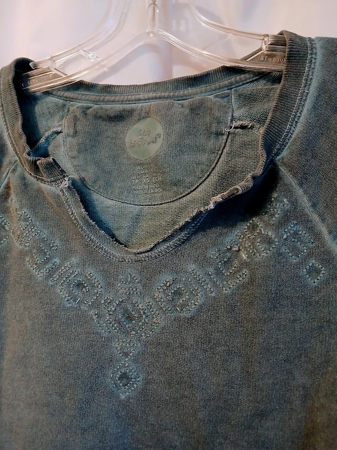 LIFE IS GOOD Sudadera Bordada Azul Bordada Mujer XS Manga Larga Terry Foto 3 de 4