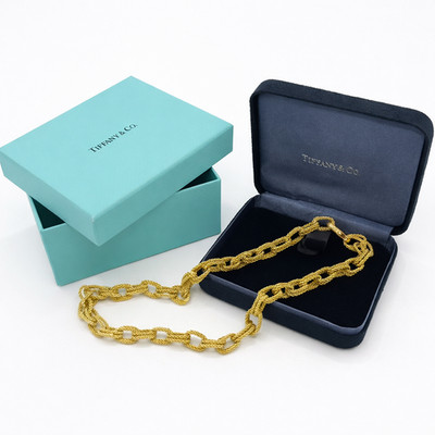 Tiffany & Co. 18k Yellow Gold Double Twisted Rope Link Collar Necklace 17.1/4''