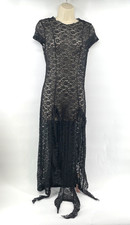 Whimsigoth Maxi Dress Womens L Black Lace Sheer Fairy Dark Coquette Forever 21