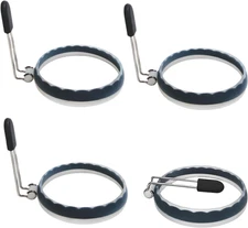 Silicone Egg Rings, 4 Pack Upgraded Leak-proof Liquid Egg Fryer Ring, Nonstick E
