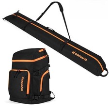 Ski Bag and Boot Bag Combo, Padded Ski Bags for Air Travel, Black  Orange