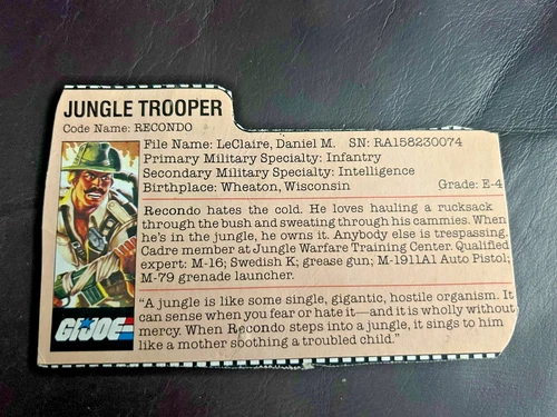 GI JOE: JUNGLE TROOPER  (FILE CARD) (RECONDO)