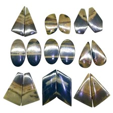 9 Pairs Natural Zebra Jasper 23.7-41mm Loose Cabochon Gemstones for Earrings