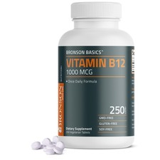 Bronson Vitamin B12 1000mcg Once Daily Formula Non-GMO, 250 Count Pack of 1