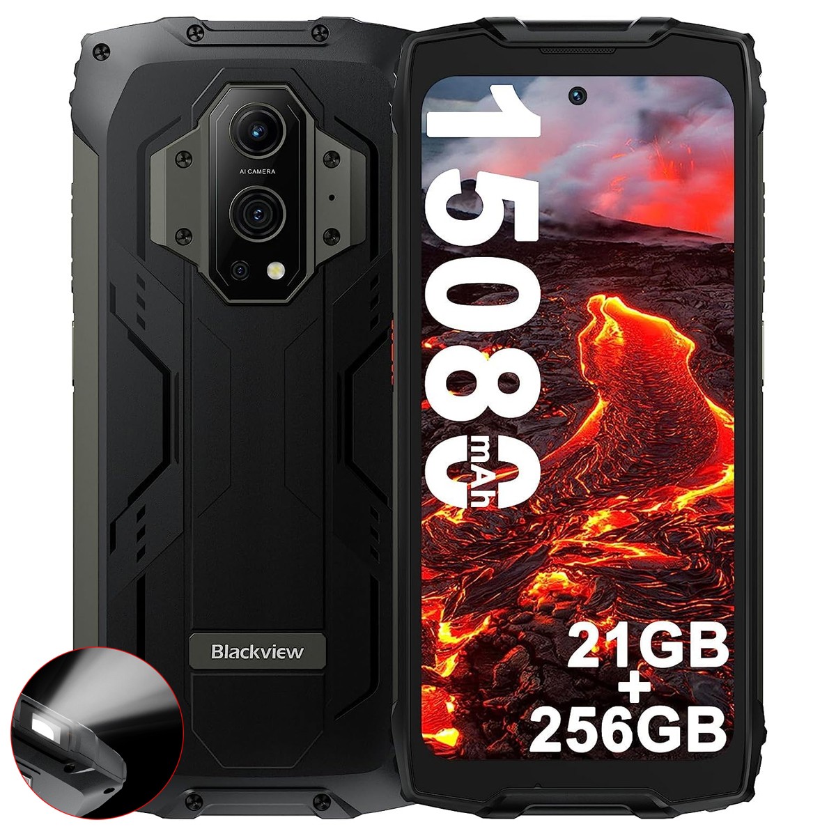 Blackview BV9300 4G Téléphone Portable Incassable 21Go+256Go 15080mAh NFC 50MP