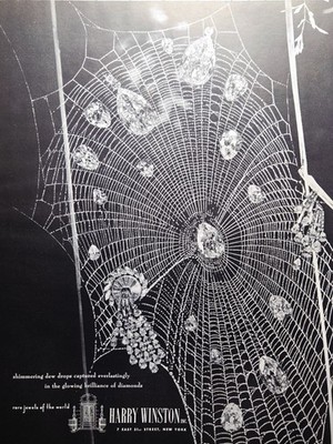 1950 Harry Winston Inc NY Jewelers Print Ad - Diamonds Spider Web Dew Drops