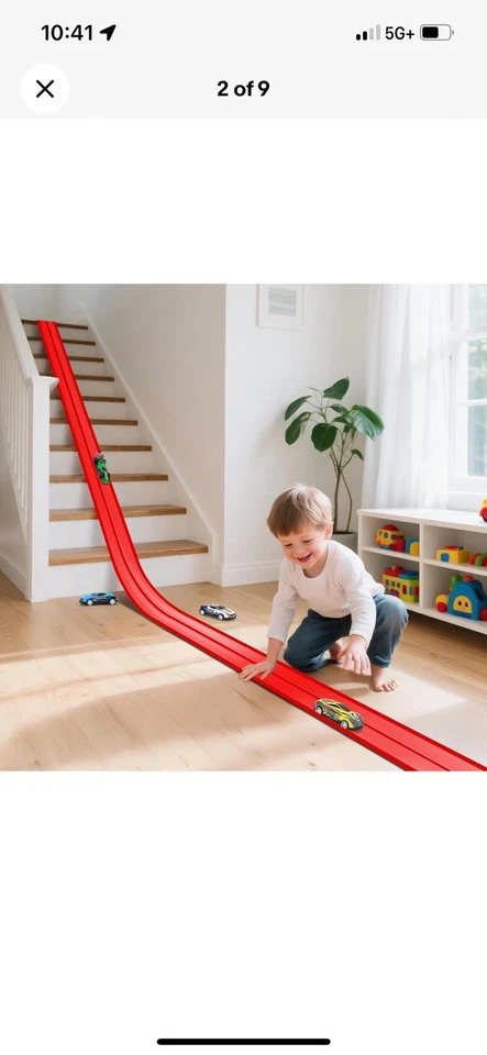15 Ft Flexible Race Car Ramp Track For Hot Wheels 2 Cars And 2 Connectors - Red! - Image 3 of 4