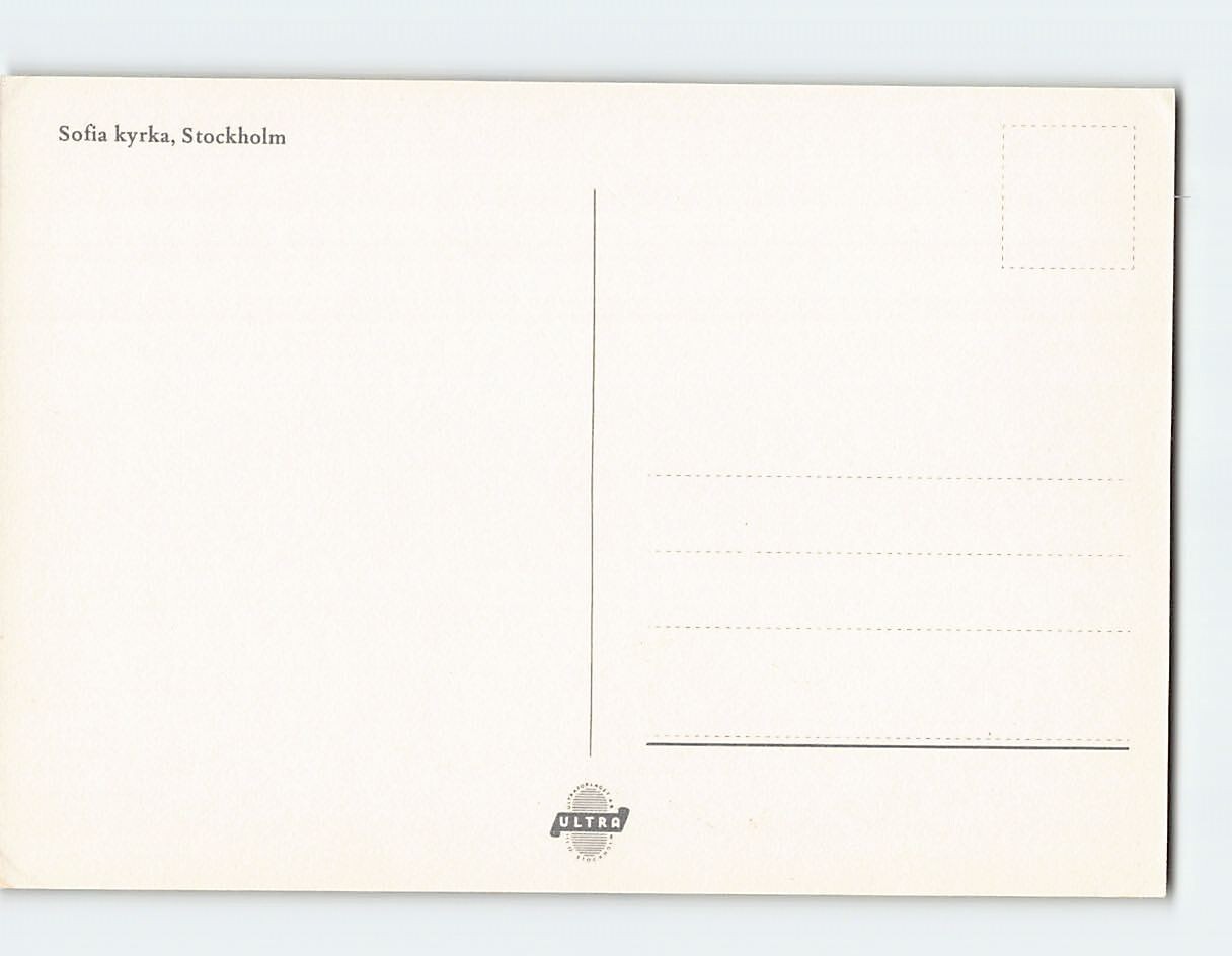 Postcard Interior Sofia Church Stockholm Sweden