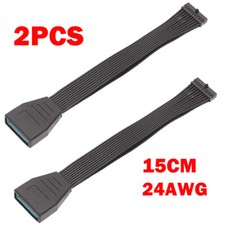 2x 15CM Motherboard USB 3.0 19-Pin 20-Pin Pcie Header Ribbon Cable Adapter NEW