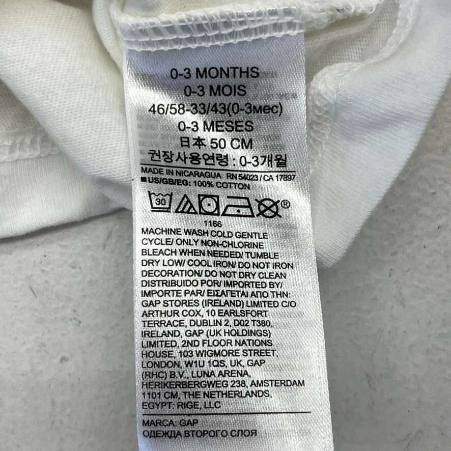 Baby Gap 白色恐龙印花短袖 T 恤儿童 0-3 个月新品 — 第 3/4 张图片