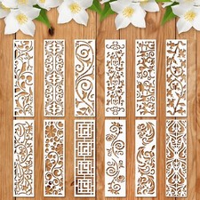 12 Pieces Stencils for Painting, Reusable Border Leaf Stencil, Furniture Cake...