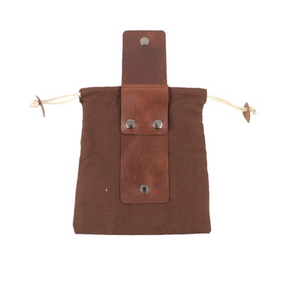 Bushcraft Leather and Canvas Pouch Bag Drawstring Foraging Tool Heavy Camping