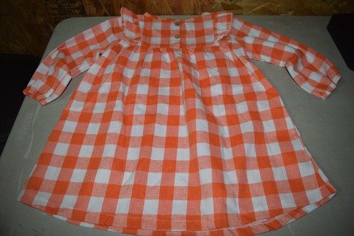 Girls Boutique Orange Flannel Smocked Ruffle Dress Fall #16 - Picture 4 of 4