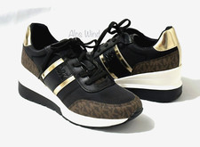 Michael Kors Women Mabel Logo Trainer Sneaker SZ-8.5 Black/Brown NWOB