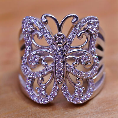 Size 10, vintage SJD Sterling silver ring, 925 butterfly Size 10, vintage SJD Sterling silver ring, 925 butterfly