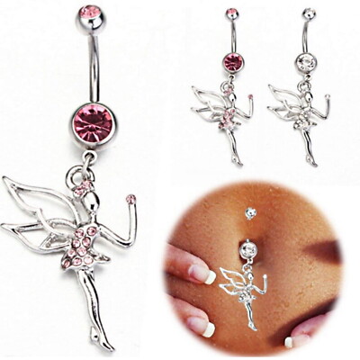 Banane mit Anhänger Elfe Bauchnabel Piercing Gebogener Stab Zirkonia Nabel Ball