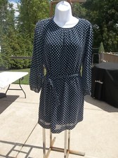 NWOT ANN TAYLOR NAVY DOBBY DOT DRESS 6P