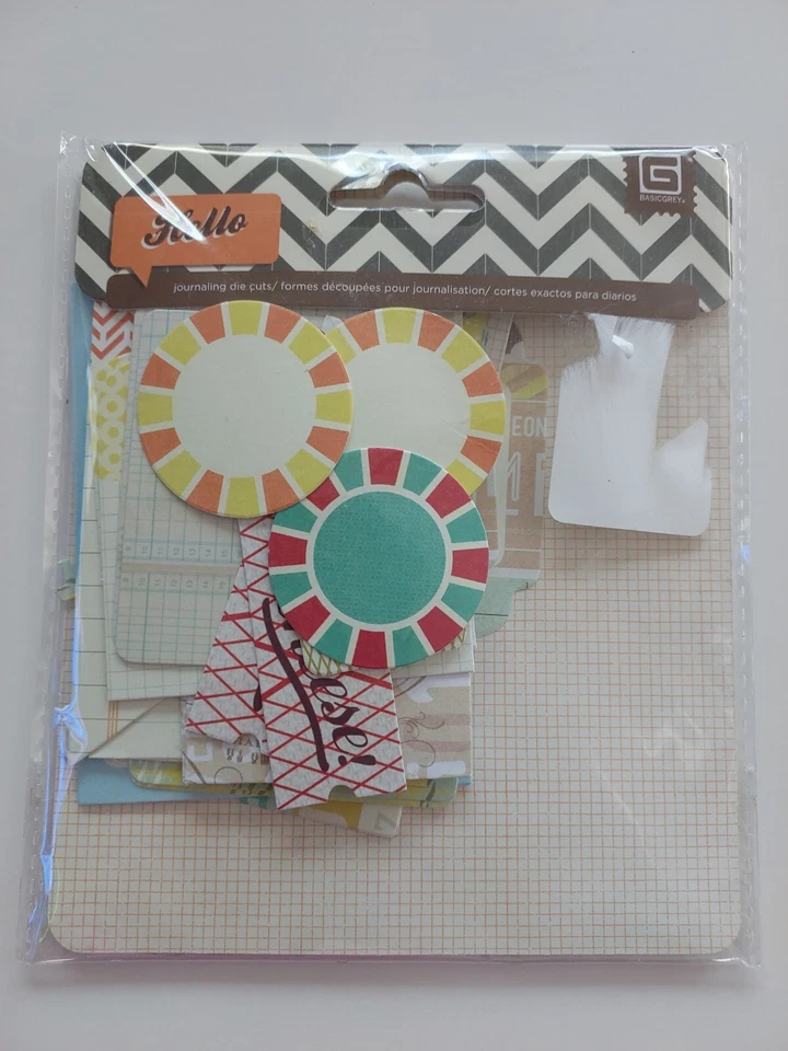 SCRAPBOOK embellishment lot of 6, labels, brads, tags, journaling die cut craft - Image 3 of 4