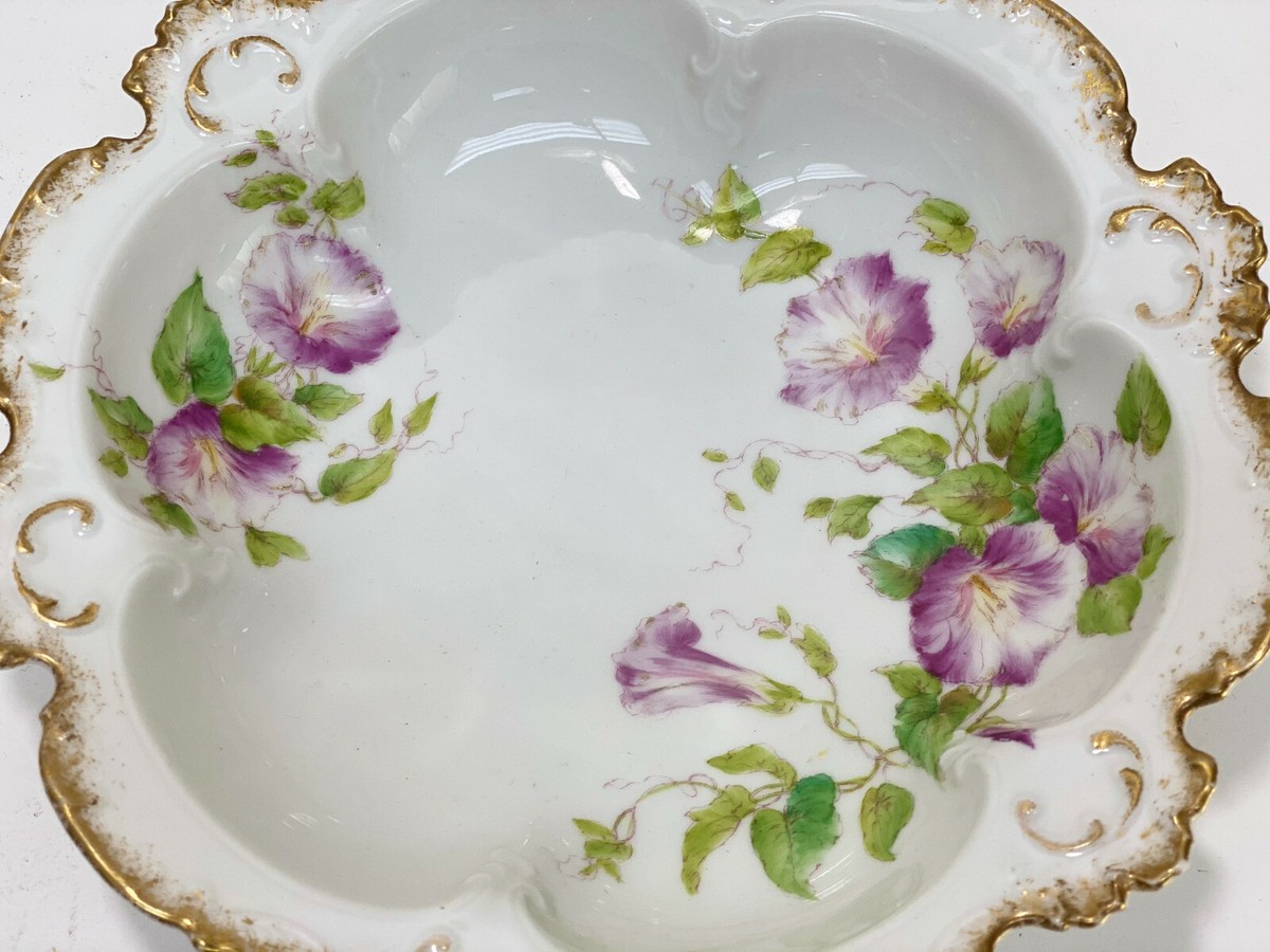 GDA Limoges France Hand Painted Porcelain Scallop Rimmed Bowl