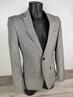 NEU Topman Skinny Fit Herren Blazer Anzugjacke Größe 36R - Hellgrau