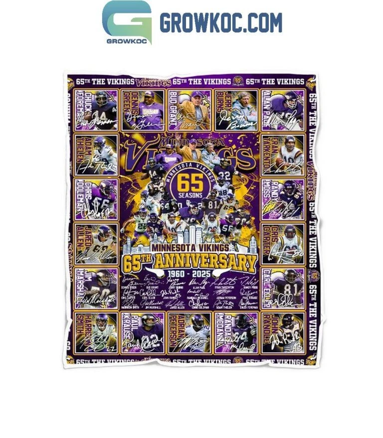 Minnesota Vikings 65 Seasons 65th Anniversary 1960-2025 Fleece Blanket