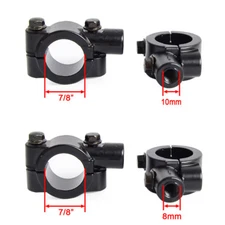 2x Motorcycle Bike 7/8" Handle Bar Mirror Mount Holder Clamp Adaptor 10mm Thread