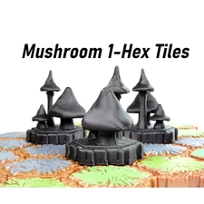 Single Hex Mushrooms Obstacle Hero Scape | Tabletop Terrain Hex Pieces | DnD