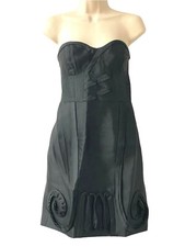 Anthropologie Leifsdottir Bustier Black Dress Satin Swirl Pattern sz 8 NWT $398