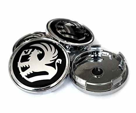 4x VAUXHALL ALLOY WHEEL CENTRE HUB CAPS BLACK-CHROME 60mm ADAM CORSA ASTRA VXR - Image 3 of 4