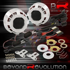 Head Lights Retrofit Projector Bi-xenon Shroud Ccfl Dual Halo Rings 2.5 H1 Hid