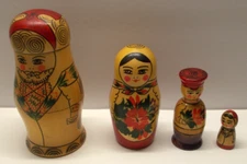 Vintage 5" Russian Nesting Dolls 4 Piece Good Family