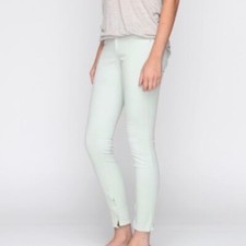 RAG  BONE  Size 27  Mint Slim Stretch Skinny Seafoam Zipper Capri Jeans a99