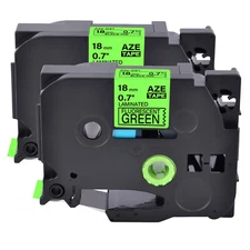 2PK Compatible Brother P-Touch TZ TZe-D41 Black on Fluo Green Label Tape 0.7"
