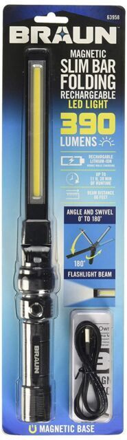 BRAUN 63958 390 Lumen USB Rechargeable LED Work Light - Black for sale  online | eBay