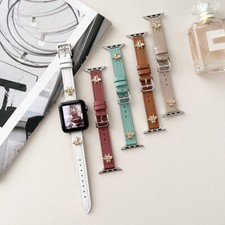 38/40/41/49mm Slim Leather Band Women Strap for Apple Watch Ultra 8 7 6 5 4 3 SE