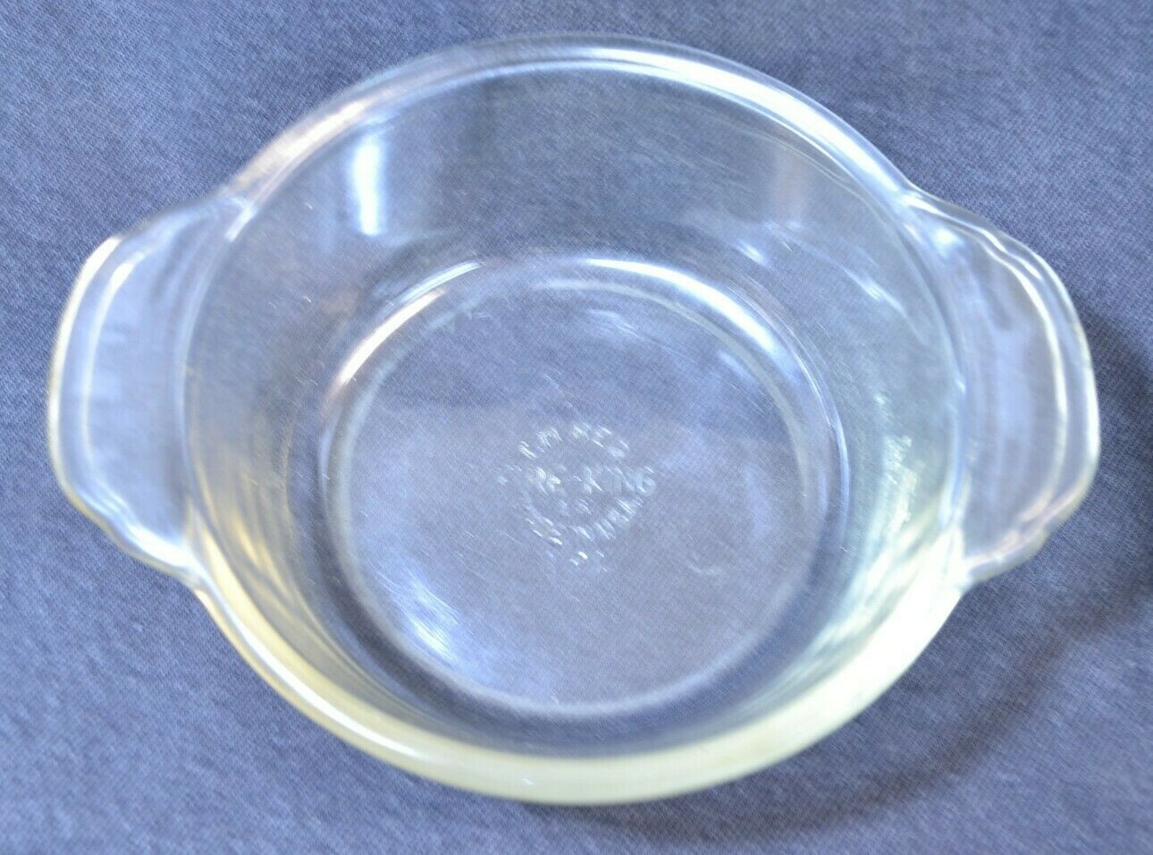 Vintage Fire King Clear Glass 1 Pint PT Round Casserole Dish and Lid
