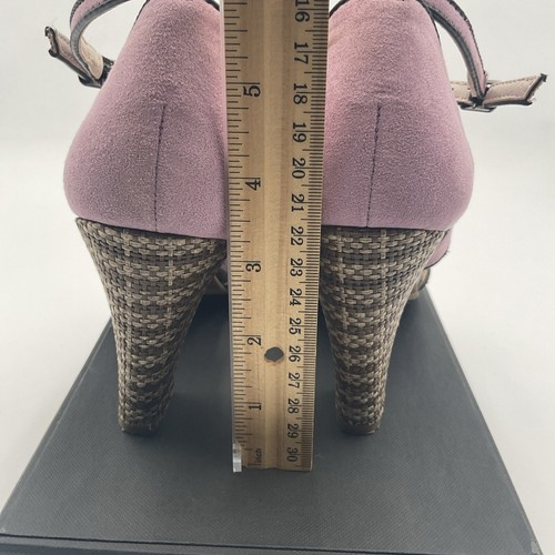 Faryl Robin heels women's size 7.5 Purple Suede Plume adjustable - Picture 13 of 21