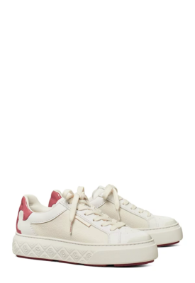 NWB Tory Burch Ladybug Leather Low-Top Sneakers Titanium