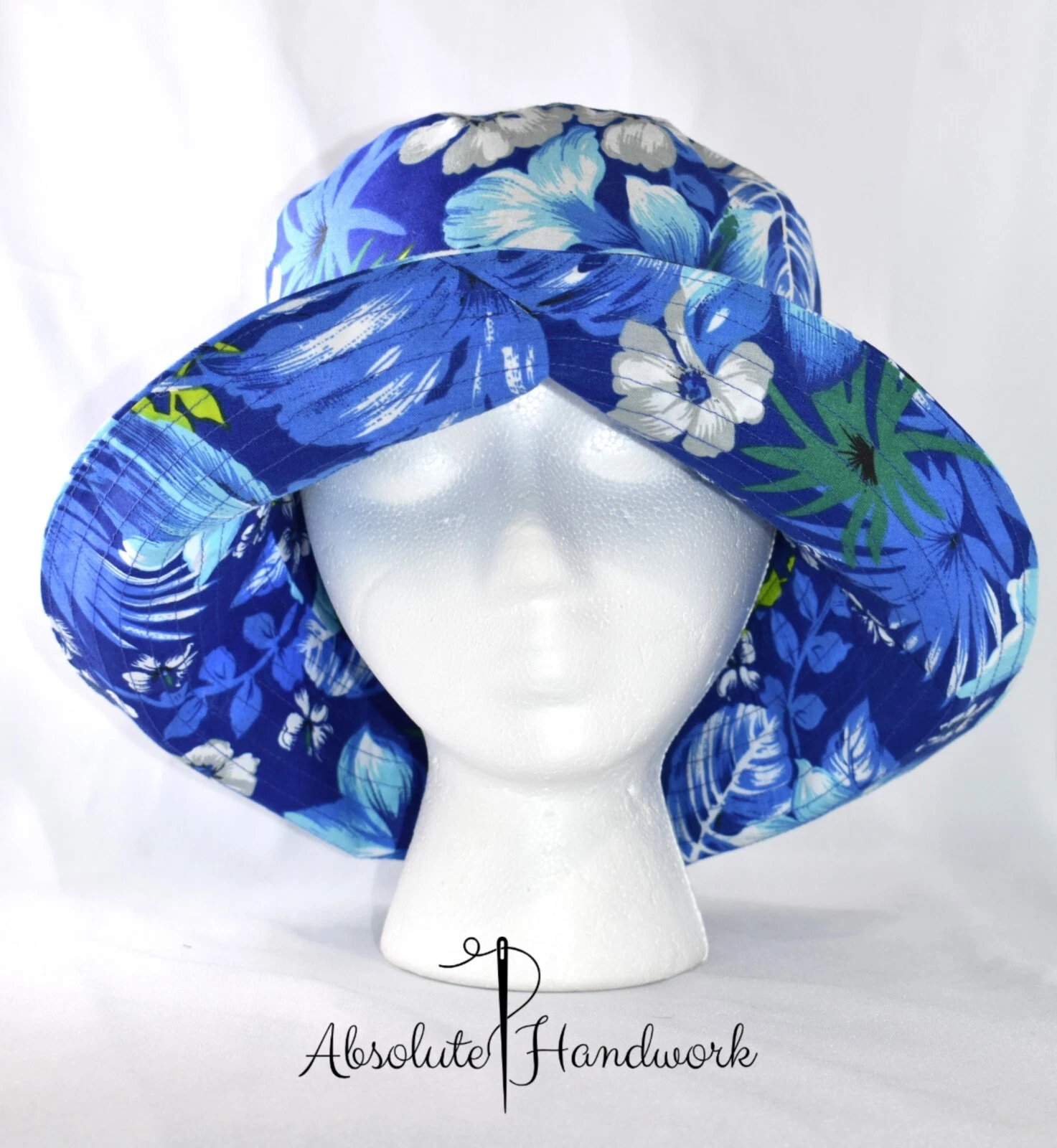New Summer Vacation Sun/Bucket Hat Floral Blue Hawaiian Unisex Teens-Adult