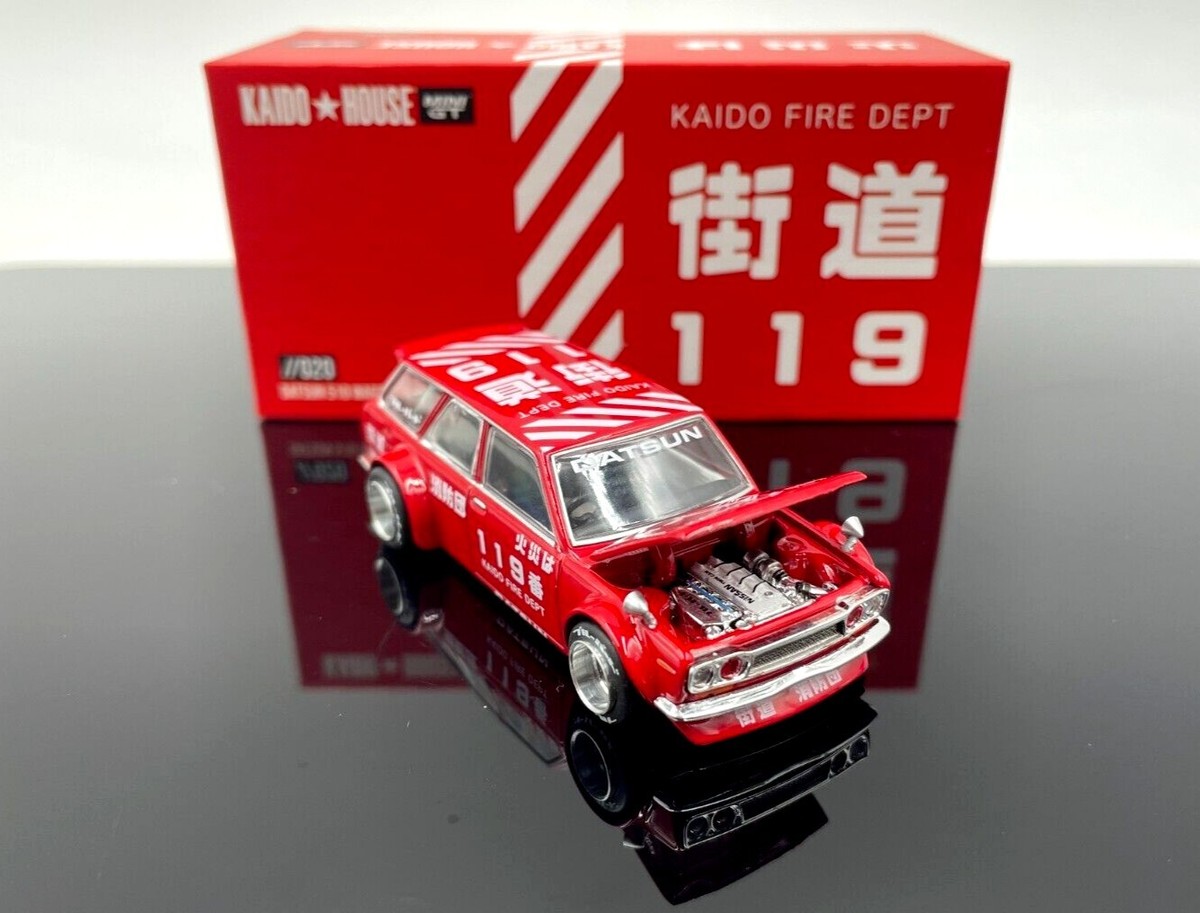 MINIGT　 街道ハウス　 DATSUN 510 WAGON FIRE V1 Kaido House + Mini GT 1:64 Datsun 510 Pro Street JPN V1