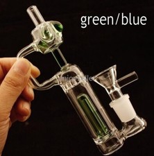 recycle rig bong honeycomb Percolator Glass Water Pipe green Hookah 14mm bowl