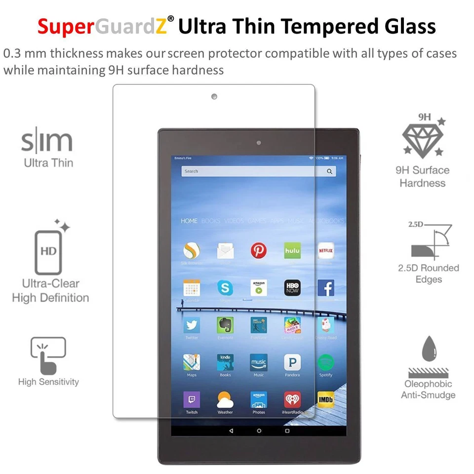 2-PACK For Amazon Fire HD 10 (2019) Tempered Glass Screen Protector Guard Cover - Image 3 of 4