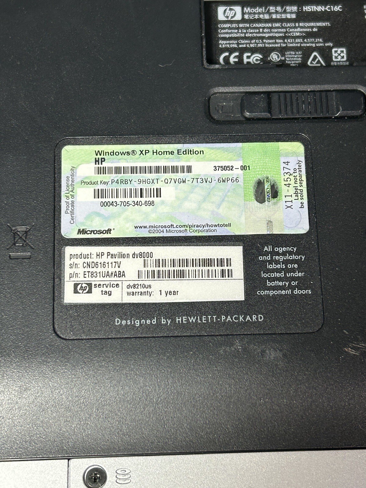 HP Pavilion dv8000 17" Laptop Windows XP NOT WORKING PARTS eBay