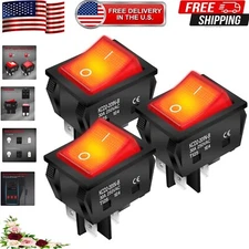 30A Heavy-Duty Lighted Rocker Switch DPST 250V - 4 Pin Toggle Convenience