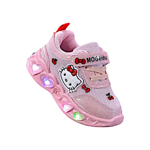 Kitty Themed Kids Girls Sneakers LED Light Up Toddler Sport Shoes Baby Trainers - Picture 13 of 17