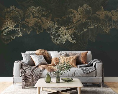 3D Flower Leaves Abstract Plant Self-adhesive Removable Wallpaper Murals