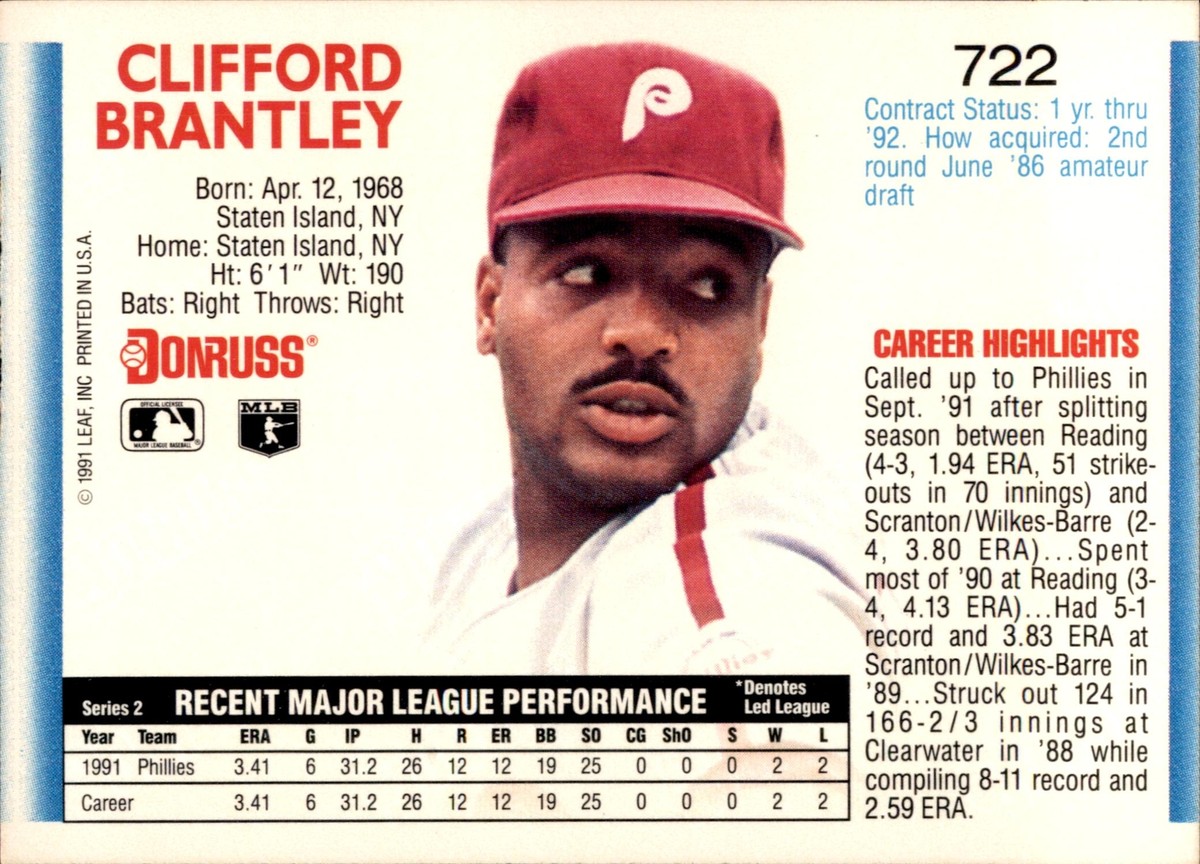 Cliff Brantley #722 1992 Donruss | eBay
